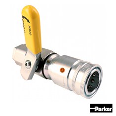 Parker Yellow Left Hand Lever Operated Hydraulic Quick Coupler, Breakaway Sleeve, Female, Genuine OEM Style