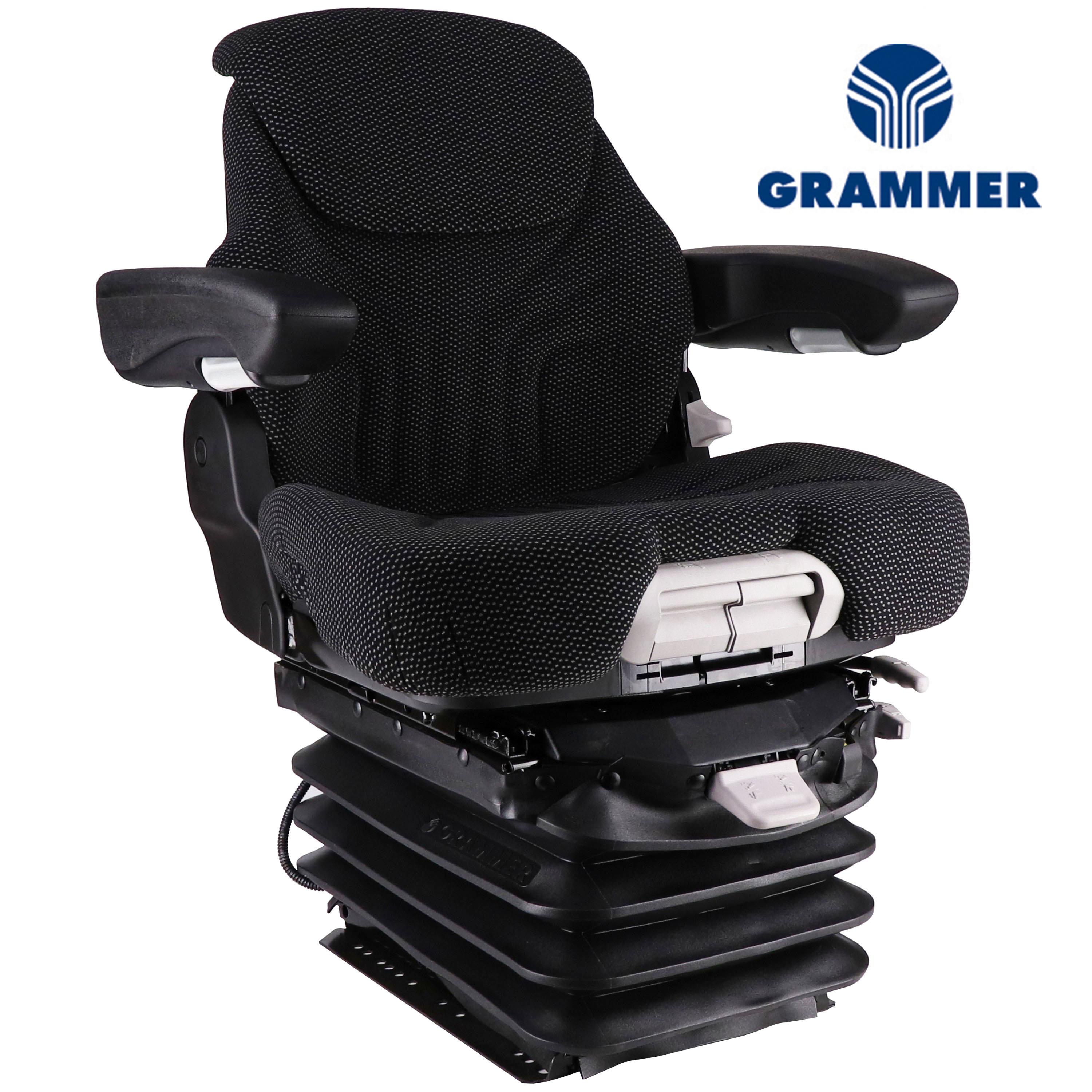 Grammer Mid Back Seat, Black and Gray Fabric with Air Suspension