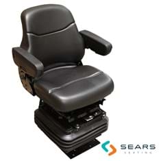 Sears Backhoe Mid Back Seat, Black Vinyl w/ Mechanical Suspension