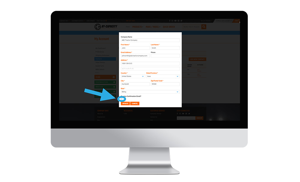 Check the Receive Confirmation Email box to opt-in to receive order confirmation emails
